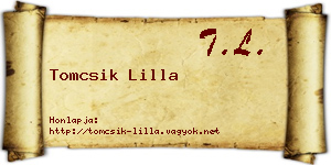 Tomcsik Lilla névjegykártya